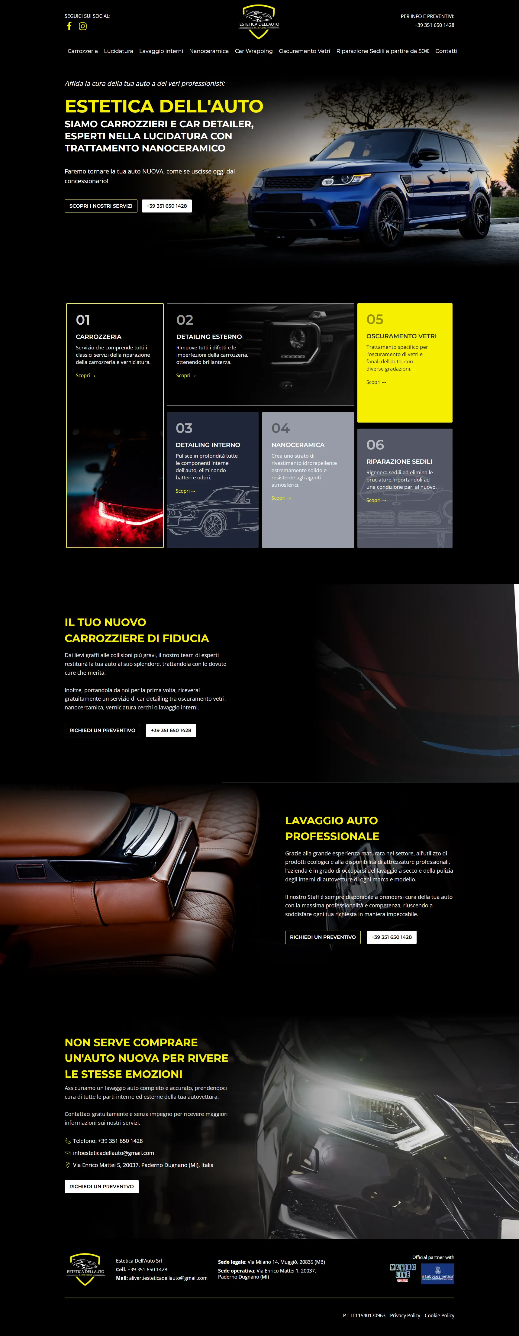 screenshot sito web estetica dell'auto desktop