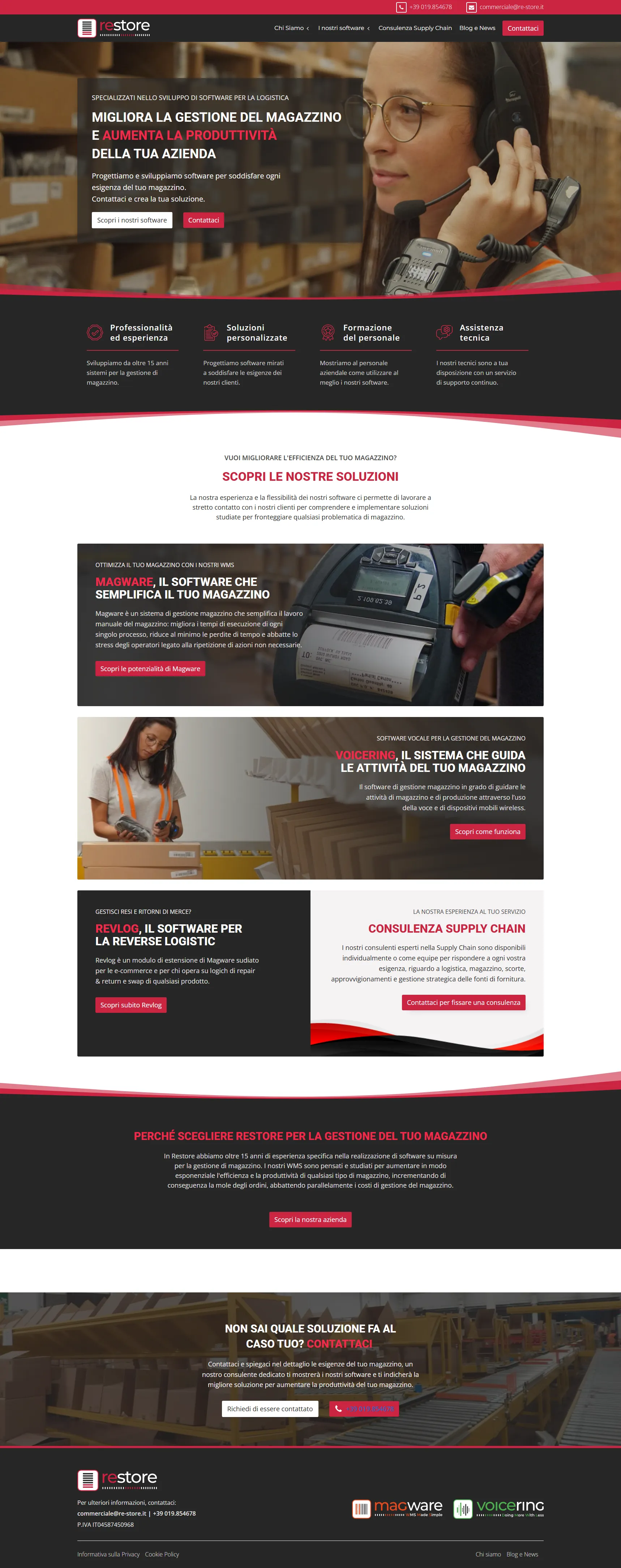 screenshot sito web re-store desktop
